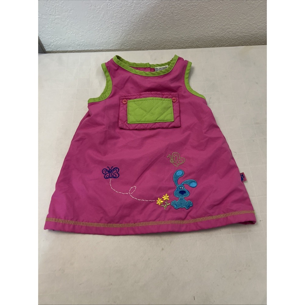 2000 Blues Clues Pink‎ Green 18M Months Jumper Dress Viacom Butterfly Top Only